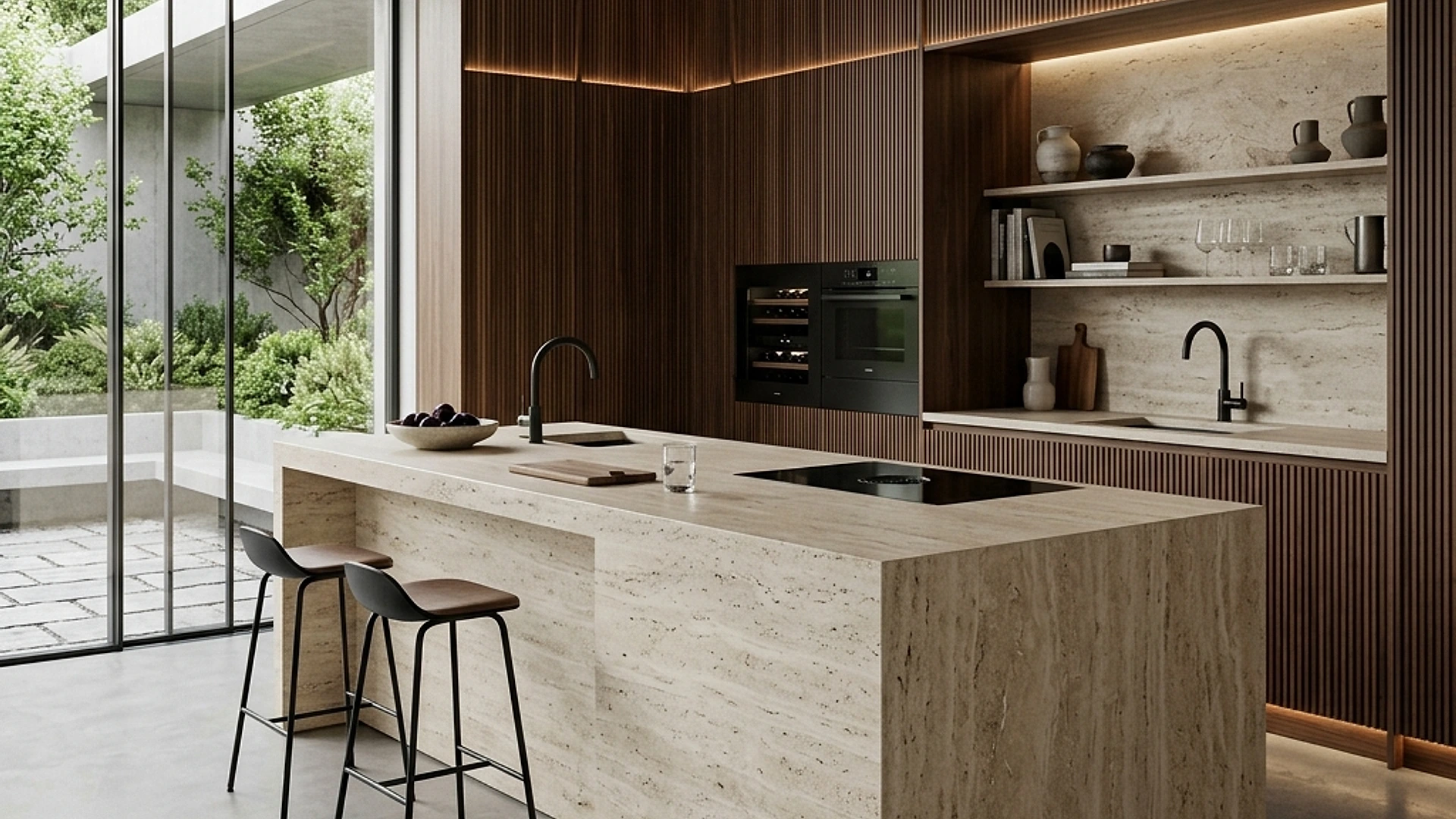 Warm, bespoke home interior with precise timber detailing